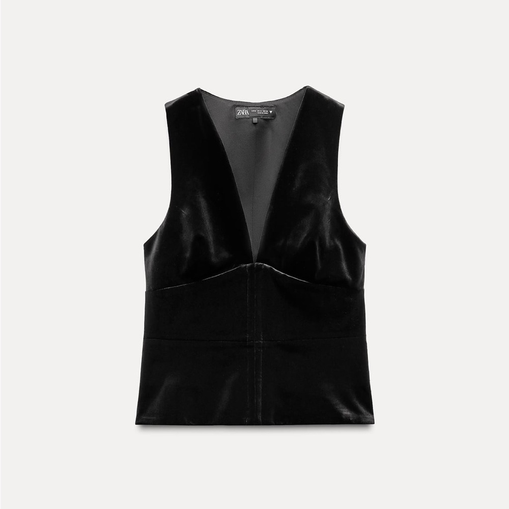 Zara Women's Black Velvet Top Small